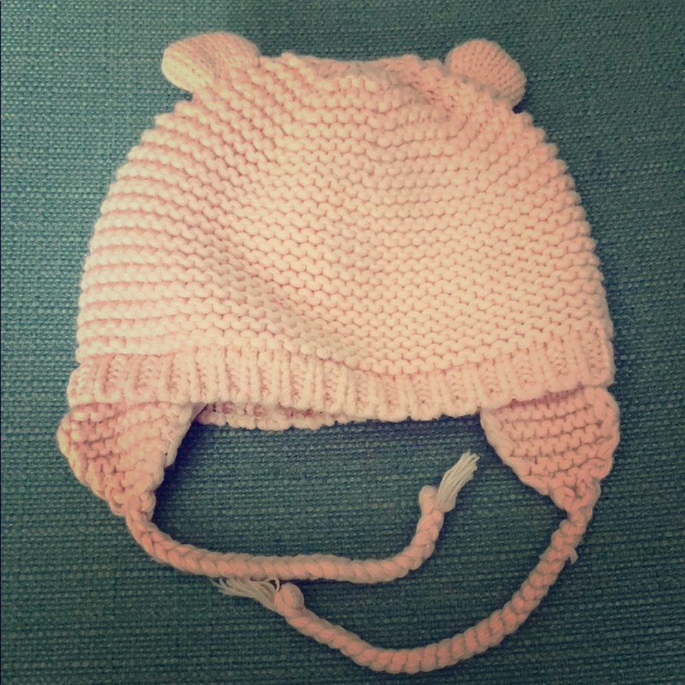 Zara Knitted pink baby hat with ears
